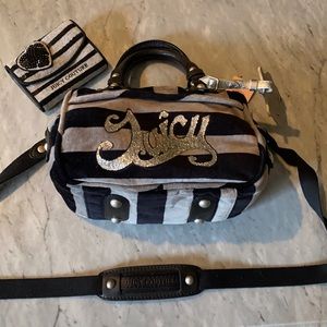Juicy Couture Black & Grey Striped Purse & Wallet
